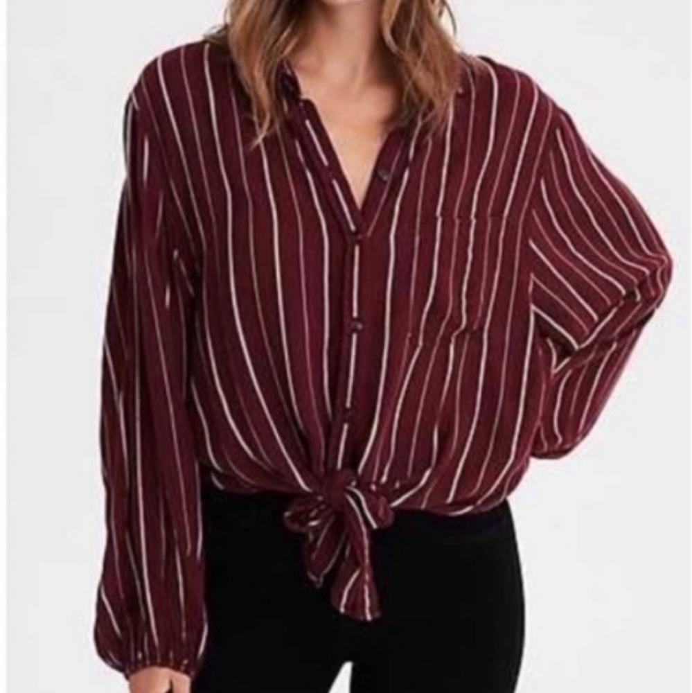 American Eagle Long Sleeve, Striped Blouse, size XL